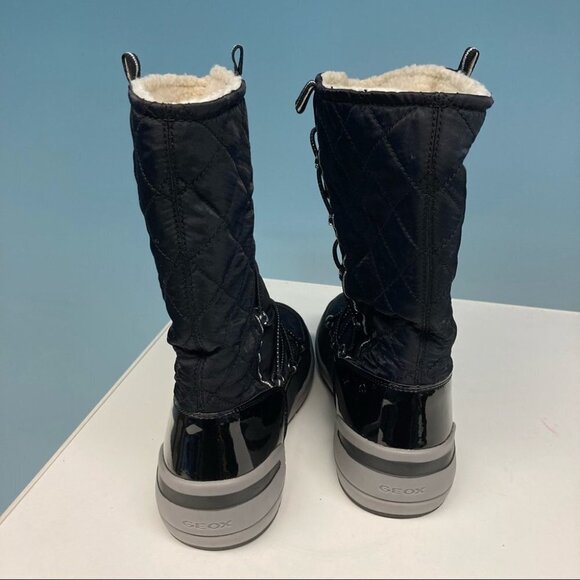 GEOX Sz 37 Sherpa Type Lined Moon Quilted Adjustable Elastic Laces Boots - Picture 6 of 12